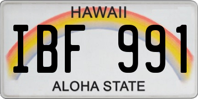 HI license plate IBF991