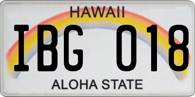 HI license plate IBG018