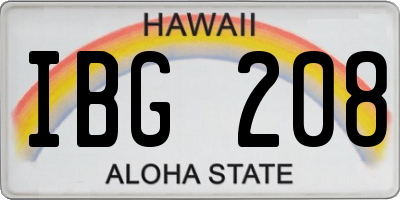 HI license plate IBG208