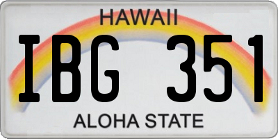 HI license plate IBG351