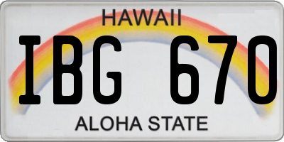 HI license plate IBG670