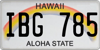 HI license plate IBG785