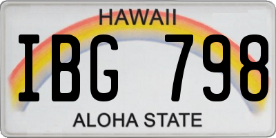 HI license plate IBG798