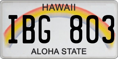 HI license plate IBG803