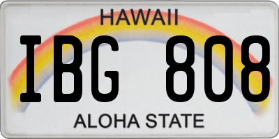 HI license plate IBG808