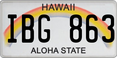 HI license plate IBG863