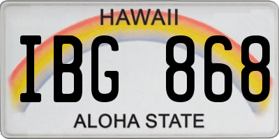 HI license plate IBG868