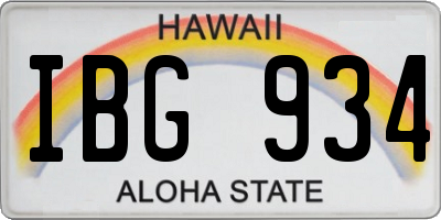 HI license plate IBG934