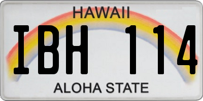 HI license plate IBH114