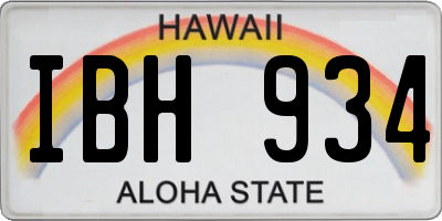 HI license plate IBH934