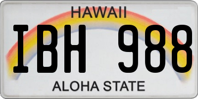 HI license plate IBH988