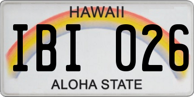 HI license plate IBI026
