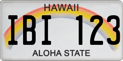 HI license plate IBI123