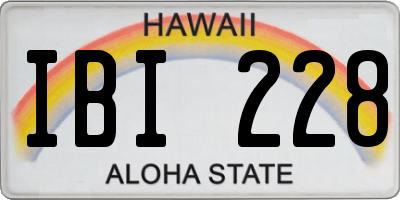 HI license plate IBI228