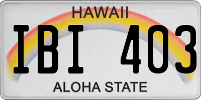 HI license plate IBI403