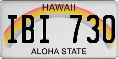 HI license plate IBI730