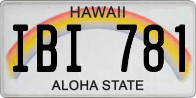 HI license plate IBI781