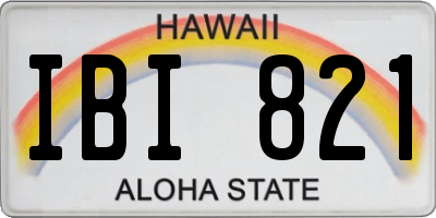 HI license plate IBI821