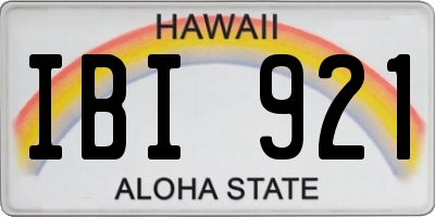 HI license plate IBI921