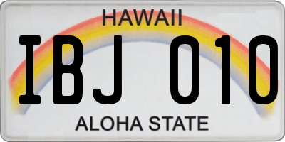 HI license plate IBJ010