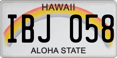 HI license plate IBJ058
