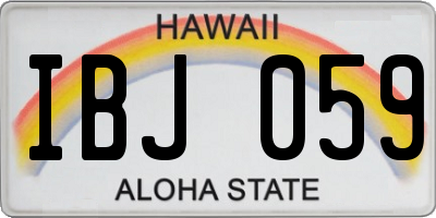 HI license plate IBJ059