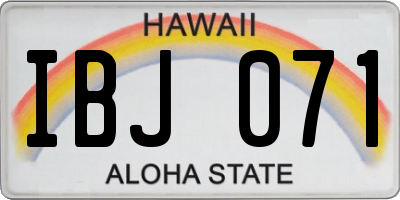 HI license plate IBJ071