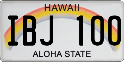HI license plate IBJ100