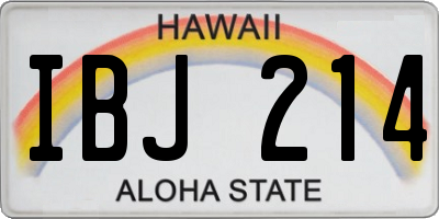 HI license plate IBJ214
