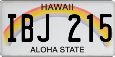HI license plate IBJ215