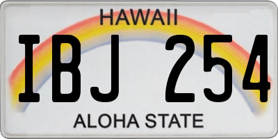 HI license plate IBJ254