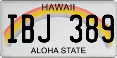 HI license plate IBJ389