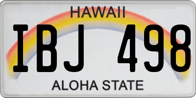 HI license plate IBJ498