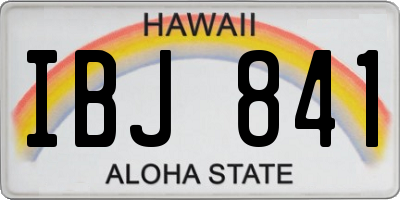HI license plate IBJ841