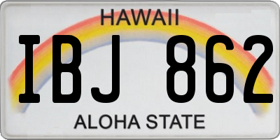 HI license plate IBJ862
