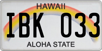 HI license plate IBK033