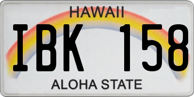 HI license plate IBK158