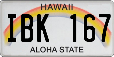 HI license plate IBK167