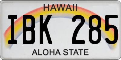 HI license plate IBK285