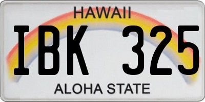 HI license plate IBK325