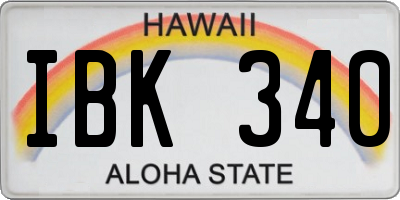 HI license plate IBK340