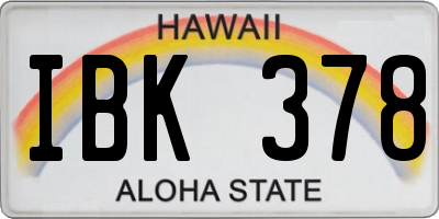 HI license plate IBK378