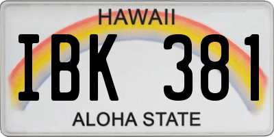 HI license plate IBK381