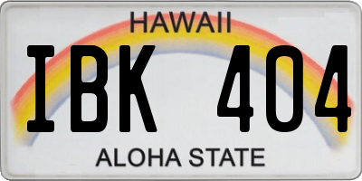 HI license plate IBK404