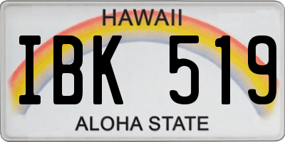 HI license plate IBK519