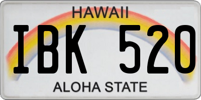 HI license plate IBK520