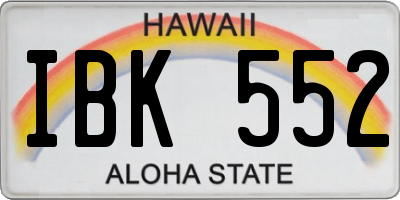 HI license plate IBK552