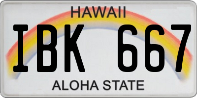 HI license plate IBK667