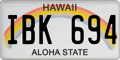 HI license plate IBK694
