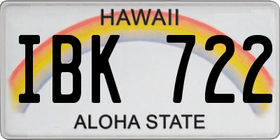 HI license plate IBK722